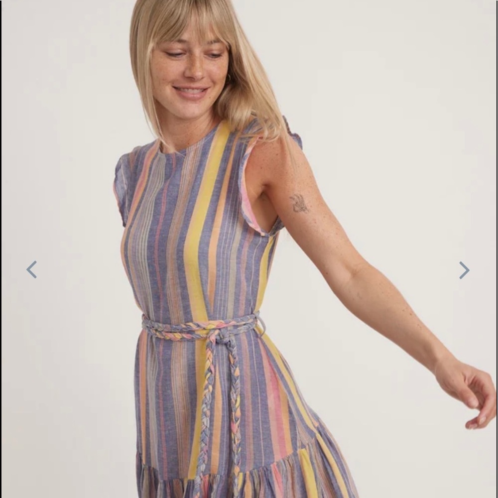 Marine layer Laney Mini Dress in Blue Variegated Stripe